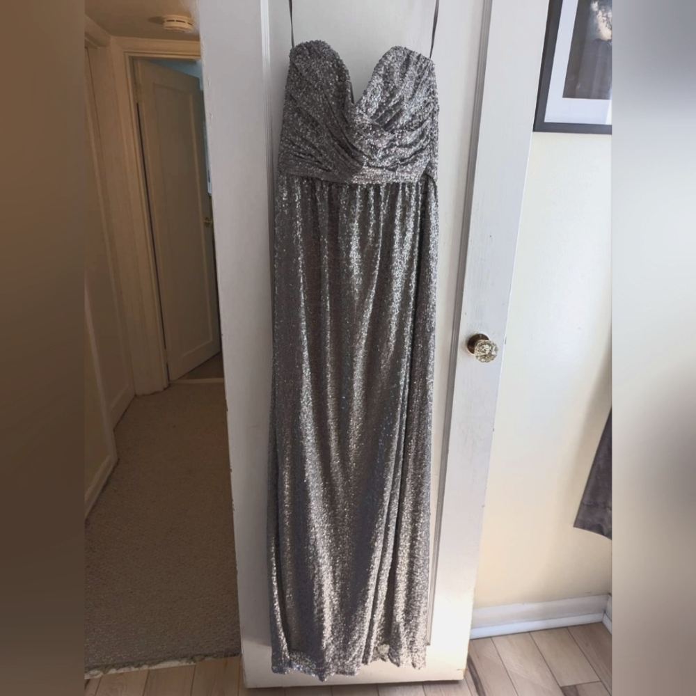 NWOT Amsale strapless evening gown, all over sequin, new/never worn.